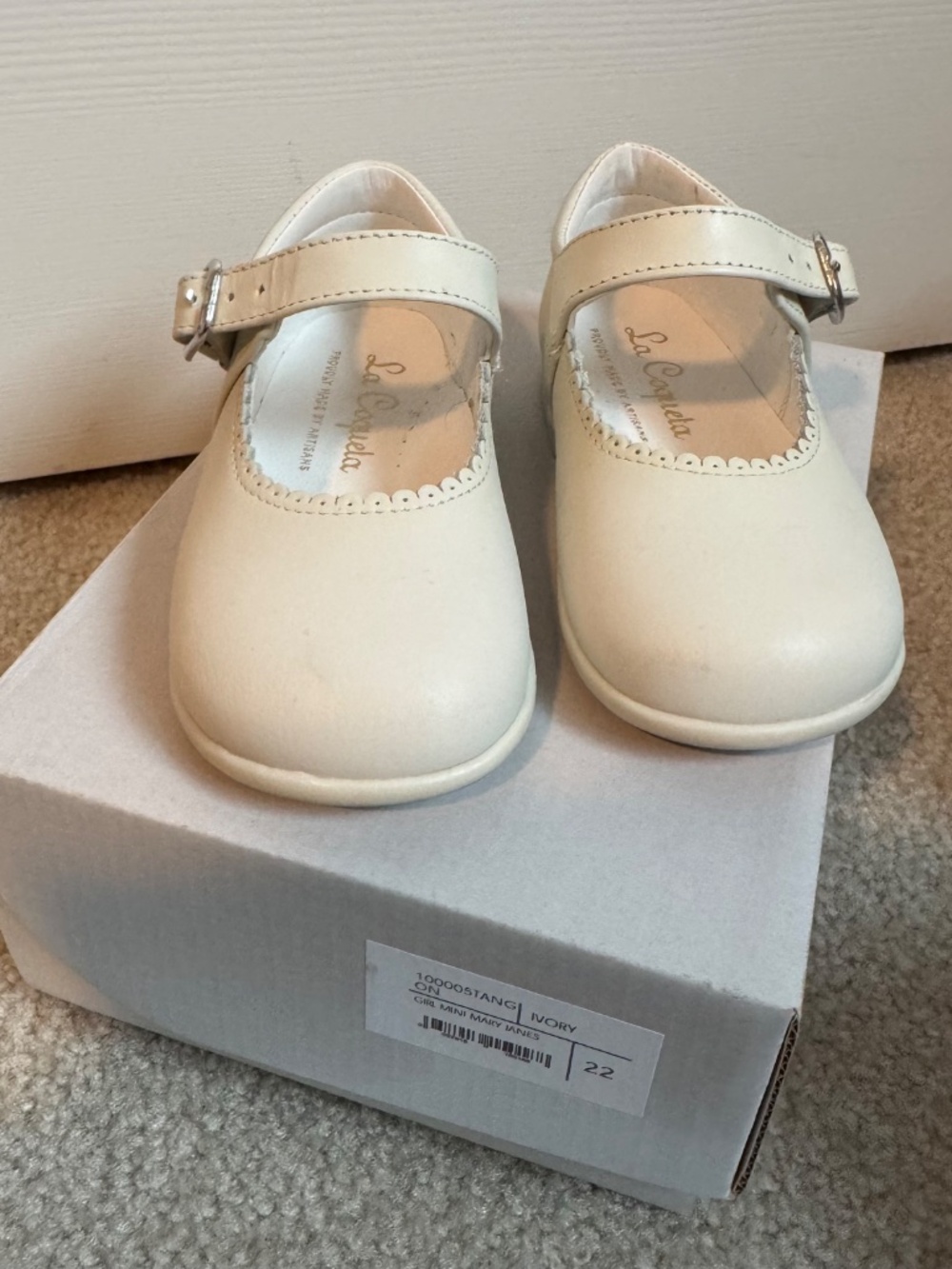 La Coqueta Ivory Leather Mary Jane- Todder US 6/ EU 22 - Picture 5 of 6